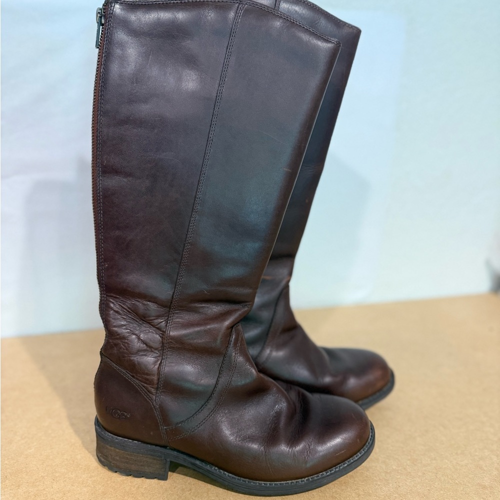 UGG Brown Leather Knee-High Boots